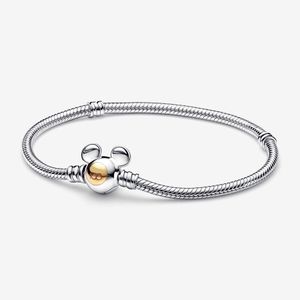 Charm Bracelets 100% 925 Sterling Silver 100th Anniversary Moments Snake Chain Bracelet Fit Authentic European Dangle Charm For Women Fashion Wedding Jewelry