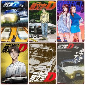 Initial Drift Vintage Poster Metal Painting Sign Bar Pub Club Cafe Car Home Decorate Plate Racer Tin Painting AE86 Wall Stickers 20x30cm Woo