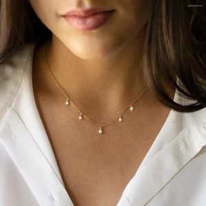 Hänghalsband imitation pärla pendnat rostfritt stål halsband för kvinnor mode smycken justerbar hummer lås 2023 krage