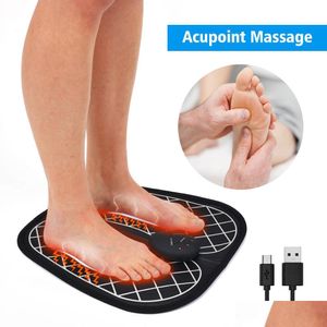 Foot Massager Electric Ems Mas Pad Acupuncture Stimator PSE Muscle Masr F￶tter Kudde USB Care Tool Hine Drop Delivery Health Beauty Dhejf