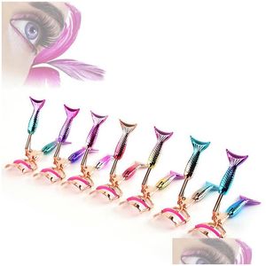 Eyelash Curler Mermaid Curlers Eye Lashes Curling Clip False Tweezers Eyelashes Cosmetic Beauty Makeup Tool Metal Accessories Drop D Dhelo