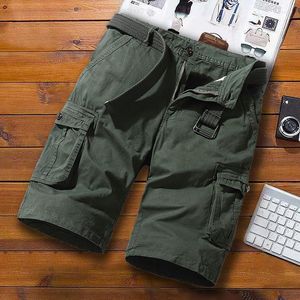 Calça de shorts masculinos joelhos de verão para calças cargo cargo homens puro trabalho de algodão usa roupas lisadas de frente homme 2023