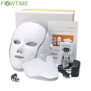 Massageador facial 7 cores máscara LED Pon Therapy antiacne remoção de rugas rejuvenescimento da pele clareamento spa máscara máquina ferramentas de cuidados com a pele 230217