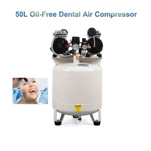 50L Liten oljefri tandluftkompressor Silent Portable Dental Laboratory Mobile Air Compressor Machine 1600W