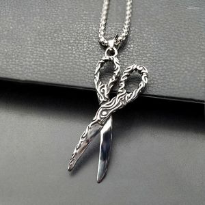 Pendant Necklaces 2023 Scissor Barber Shop 3D Pole Stainless Steel Necklace Cosmetologist Hair Dresser Hairdresser Gift