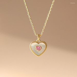 Pendant Necklaces VOQ Silver Color Heart Red Zircon Shell Necklace Women Fashion Wedding Jewelry