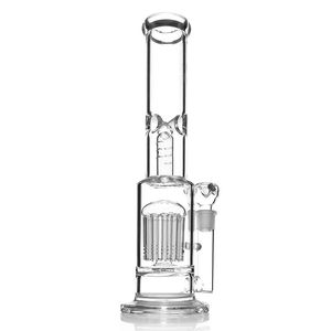 14 inches straight tube hookah clear color thickness glass bong with tree percolator and 18mm female joint