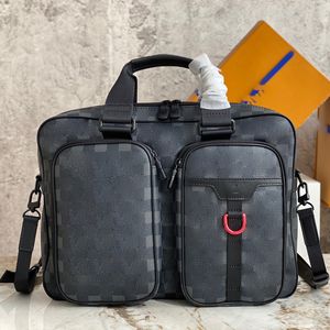 Men bag Fashion Casual Designe Luxury Briefcase Black plaid Cross body Messenger Bag Shoulder Bags Handbag Quality TOP 5A