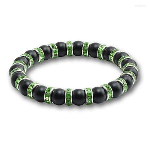 Strand Natural Black Matte Breads Bracelets Men Proteção à saúde Mulheres charme Cristal Stone Stretch Bracelet Bangles Jewelry Gift 8mm