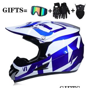 Motorradhelme 3 Geschenke Racing Offroad Fl Face Helm Dot Motocross Motorrad Dirt Bike Vintage Casco Moto Drop Delivery Mobiles Dhlxb