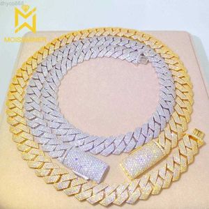 Hotsale Chains 15mm Moissanite Square Cuban Link Chain Halsketten 100% Diamanten S925 Silber Halsband für Frauen Männer Pass mit Gra Free Ship Ketten Ketten