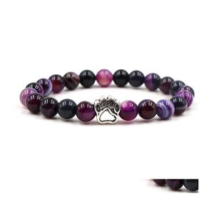 B￤rade str￤ngar chakras stripe agate sten p￤rlbrun armband hund tass klo armband helande energi yoga f￶r m￤n kvinnor juvel jiaminstor dhimf