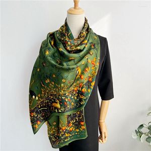 Schals visuelle Achsen Frühling in Designer Baum Vogel Seidenschal Frauen Luxus langes Bandana Soft Foulard Femme Sommer Beach Pareo YD0740