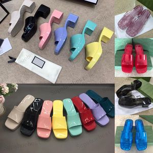 2023 neue Damen-High-Heels-Sandalen aus Gummi, transparent, Slide-Sandale, Plattform-Slipper, klobiger Absatz, hohe Schuhe, Sommer-geprägte Flip-Flops für Damen, Strandschuh