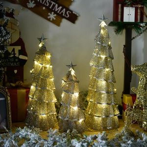 Christmas Decorations Creative Tree Nordic Spiral Handmade Stars Led Lights Desktop Counter Decoration Happy Year Gifts Home Iron Crafts