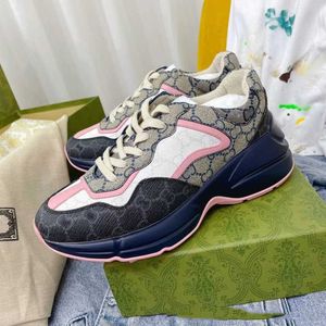 Shoes Copy matching dad shoe leather new flower color blue bottom increased couple casual Sneakers Men's size