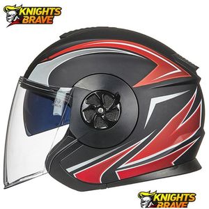 Caschi da moto Casco Open Face Visiere a doppia lente Moto Bicicletta elettrica Uomo Donna Summer Scooter Moto Drop Delivery Cellulari Dhh9L