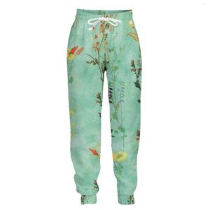 Herrbyxor jumeast 3d jogger casual sweatpants baggy för män grön akvarell blommor bild rak unisex tracksuit byxor