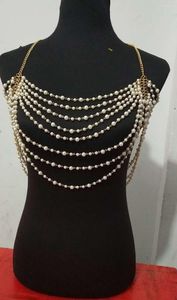 Ketten High-End-elegante mehrschichtige Perlenkette Halskette Anhänger Frauen Hochzeit Schultern Braut Körperschmuck Collier