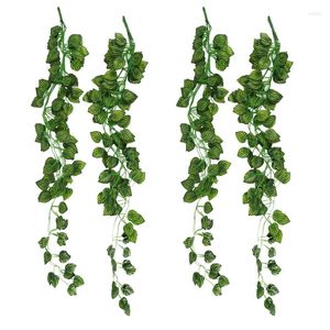 Flores decorativas 4pcs Ivy artificial guirlanda falsa plantas de videira pendurada folhagem falsa para festa na cesta de cozinha de jardim de festas