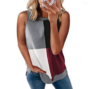 Women's T Shirts Women's Summer O-Neck Sleeveless Dandelion Tops Loose Color Matching Stripe Print T-Shirt Vest Casual Cotton Star Tank