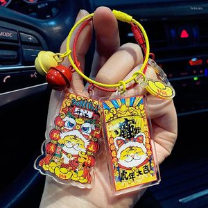 Keychains Lucky Wire Rope Letter Acrylic Key Ring For The Year Of Tiger Fashion Car Chains Pendant Women Couple Backpack