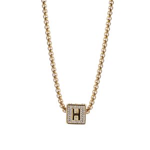Hip Hop A-Z Custom Spuare Letters Pendant Necklace Bling 18K Real Gold Plated Jewelrys TopBling