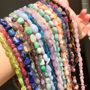 Pärlor Natural Stone Citrines Amazonite Apatite Opal Oregelbundna lösa ädelstenar för smycken som tillverkar bulk DIY-armband 15 tum 5-8mm