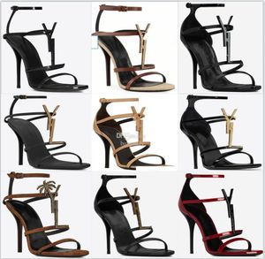 Classics Women shoes heels Sandals fashion Beach Thick bottom Dress Shoe Alphabet lady Sandal Leather High heel with box