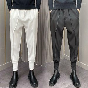 メンズパンツ高級レギンスドレープカジュアルカプリ夏の韓国ファッションスーツトラックワイドレッグメンズジョガー衣料品男性ズボン