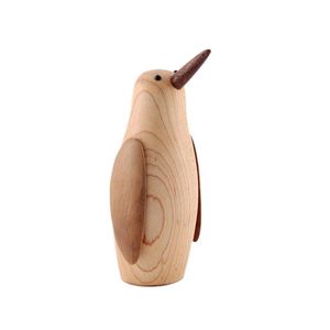 Titta på band Danmark Wood Small Penguin Ornaments American Country Soft Decor Housing Model Study Desktop Träspelutrustning