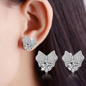 Stud Earrings Fashion 925 Sterling Silver For Women Party Sweet Temperament Clear Crystal Butterfly Earring Jewelry GiftsStud