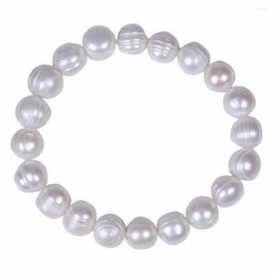 Bracciale realizzato con perle coltivate d'acqua dolce bianche Strand Daking da 9 mm come regalo di Natale