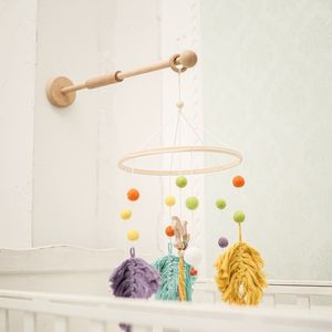 Rasseln Mobiles 1 Stück Baby Holz Halterung Wand Bett Glocke Hängen Rasseln Spielzeug Kleiderbügel Krippe Halter Arm Zubehör 230220