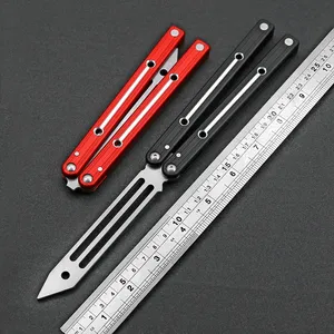 V2.5 V3 balisong バタフライ初心者トレーニングナイフチャンネル航空アルミニウム 6061-T6 440 鋼屋外ポケット刃なし