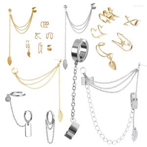 Backs Earrings Gold Leaves Ear Cuff Black Simple C Non-Piercing Clip For Women Men Fake Cartilage Stud Earring Jewellery