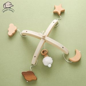 Rasseln Mobiles Baby Mini Bett Glocke Ständer Krippe Hängende Dekoration Einfache Montage Holz Halterung geboren Zubehör Kleinkind Musik Spielzeug DIY 230220