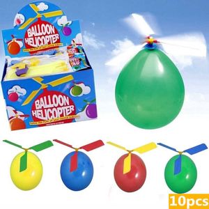10pcs Helicopter Balloon Portable Outdoor Playing Flying Ballon Toy Birthday Decorations Kids Gift Party Supplies Globos