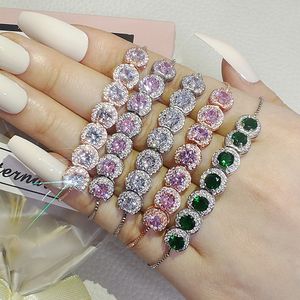 Bracelets CHOUCONG BRAND BRACELETS LUXITY Jewelry 925 Sterling Silver Fill Round Cut Emerald CZ Diamond الأحجار الكريمة الحزب