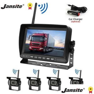 سيارة فيديو Jansite اللاسلكية LCD Truck Monitor 7 رؤية ليلية كاميرا احتياطية عكسية لحافلة RV STARE STAREDS SYNER DROP DH9D6