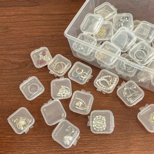 F￶rpackningsl￥dor Mini Clear Plastic Small Box Jewelry Earplugs Lagring Case Container P￤rla Makeup Transparent Organiser