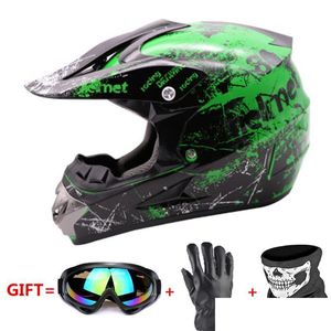 Capacetes de motocicleta Capacete verde Casco Moto Off Road ATV Dirt Bike Downhill DH Capacete Glasses Motocross Drop Delivery Mobiles Motor Dhdsy