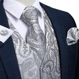Mäns väster Män Waistcoat Formell affärsklänning Vest Neck Tie Set Casual Slim Fit For Men Silk Suit Gilet Dibangu