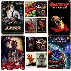 Vintage Horror Movies Poster Metal Painting Signs Shabby Chic Man Cave Wall Decor Tin Sign Retro Cinema Stickers Home Bar Plaques 20x30cm Woo