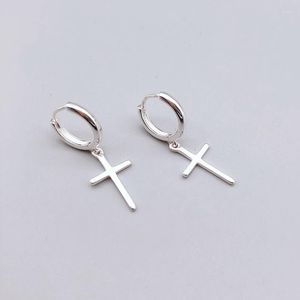 berömda Branddesignerhoop örhängen POPACC PERSONALITY CROSS PODENT EARRING Silver Color Hypoallergenic Ear smycken för kvinnliga män gåvor