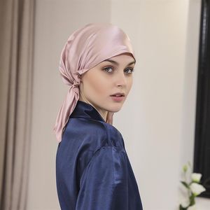 Beanie Hat 2 stycken Real Silk Night Sleeping Cap For Women Bonnet Smooth Soft With Elastic Ribbon Care Long Hair Fresh Style2195