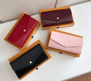 Fashion designer wallets luxury envelope purse mens womens patent leather clutch Highs quality embossed monogrames coin purses card holders original box dust bag