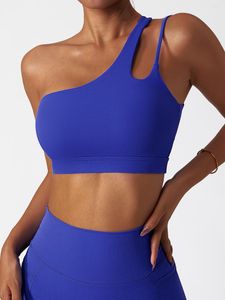 Yoga Outfit 2023 Women One Shoulder Bra Sports Bras Gym Workout Underwear Irregular Straps Running Fitness Backless Tank Tops