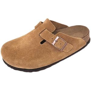 Designer Birkinstock tofflor Boken Shoes Cork Toe Tisters Women's Shoes All-Season Wear Sen Women's Cowhide Flat-Bottomed College Boston Series