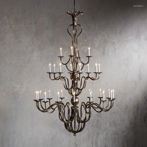 Pendant Lamps Customized European-Style Retro Iron Art Chandelier Baroque Villa Lamp El Club French Creative Castle Lighting